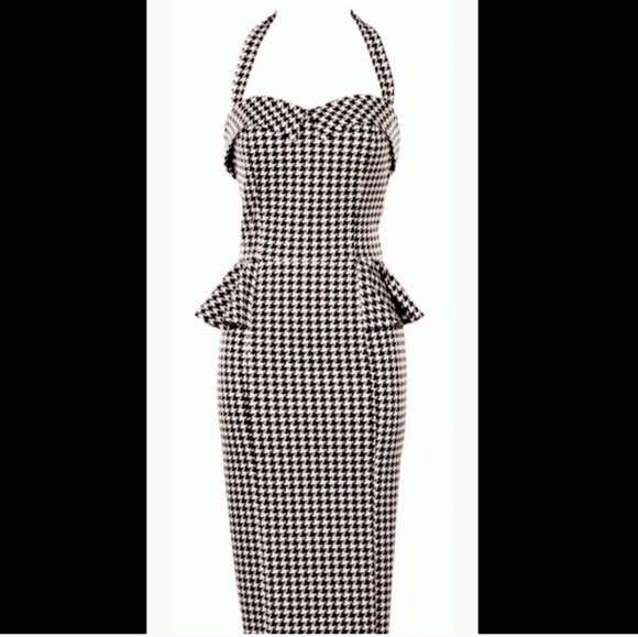 Stop Staring! Paige Houndstooth Classic Black and White Checkered Dress Sz Med - Picture 4 of 5